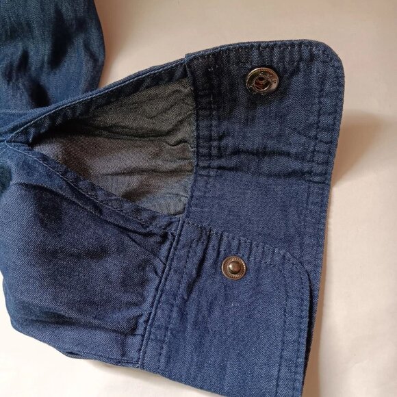 Cheryl Crow Be Myself Medium Shirt Long Sleeve Blue Chambray Butterfly Snap READ - Picture 12 of 12
